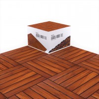 Acacia Wood Outdoor Flooring Tile Wooden Interlocking Patio Tiles with UV Protection Oiled Finish Snap Lock for Decking Patio Deck Floor Shower Balcony Backyard Hardwood Boards 12” x 12” Pack of 10