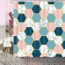 Geometry Shower Curtain, Marble Color Block Shower Curtain with 12 Hooks, Waterproof Durable Shower Curtain for Bathroom, Pink Blue Modern Bathroom Decor, 69" × 70"