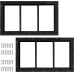 2 Pack 10" x 18" Black Shed Window with Tempered Glass Household Windows with Srews for Shed, Chicken Coop, Playhouse, Garage and Barns(No Screen)